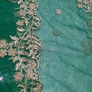 New Darkgreen Cutwork  Net Duppata