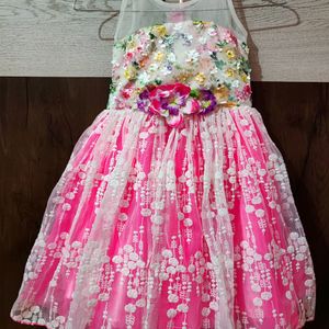 Pink Barbie Party Frock For Girls