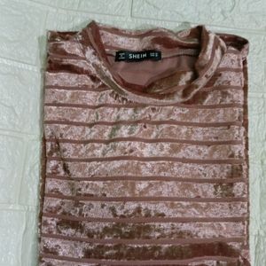 Shein Velvet Light Pink Top