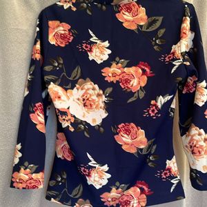 Mock Neck Floral Top