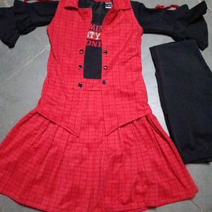 Three Piece Red Black Dress