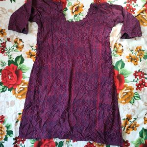 Stitched Purple Cotton Kurtha | Size 38