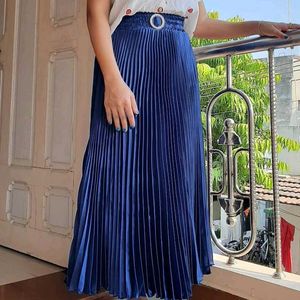 Blue Pleated Skirt