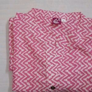 Pink Rayon Cotton Short Kurti