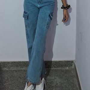 Women Cargo Blue Jeans