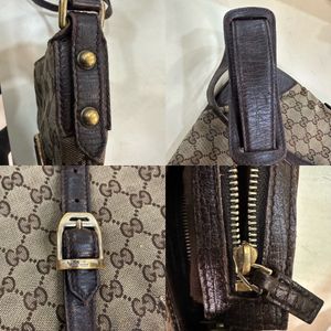 Auth Gucci Horsebit Canvas One Shoulder Bag