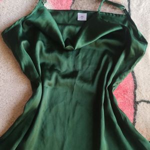 Emerald Green Satin Howl Neck Top ☘️☘️