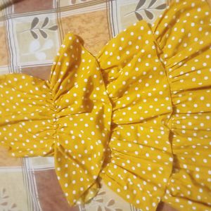 Mustard Colour Frilled Frock For girls