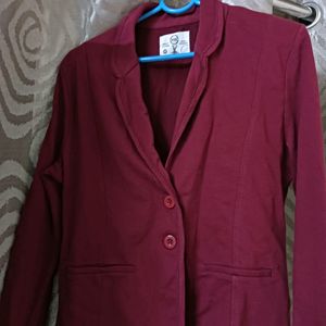 Women's Maroon Cotton Blazer