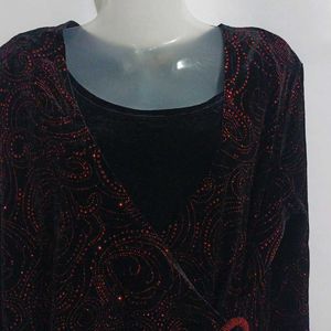 RED SHIMMERY VELVET TOP