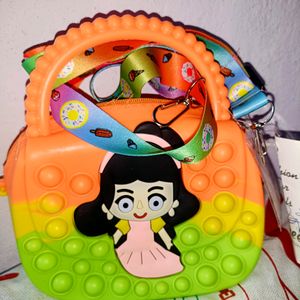 Cute Doll Print Sling Bag For Kids