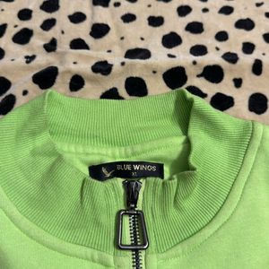 Women Lime Green Hooded Crop Jackets