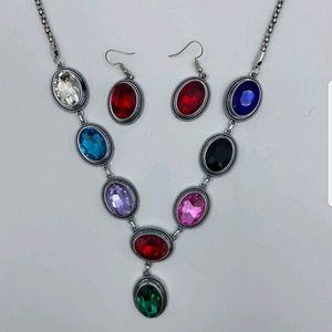 Deep colorful Angelic Crystal Pendant Necklace for