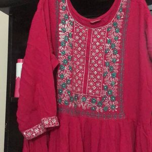 Pink And  Lux Green Kurti Set