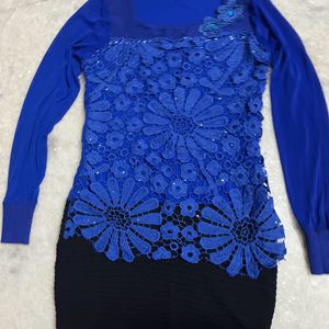 Royal Blue-Black Bodycon Dress New