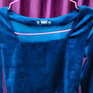 Midnight Blue Velvet Crop Top