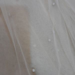 1 Meter Pearl Net Fabric In Beige Colour