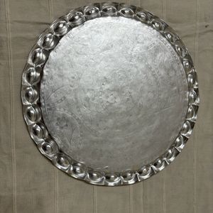 (Silver)Decorative Round Platted Finished Tray