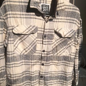 Flannel Overshirt Cream Drop Shirt.