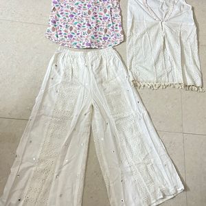 White Schiffli Cotton Coord Set 3 Piece- Unused