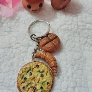 handmade food keychain 🥐🫓🍕