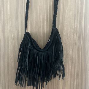 Black Fringed Bag