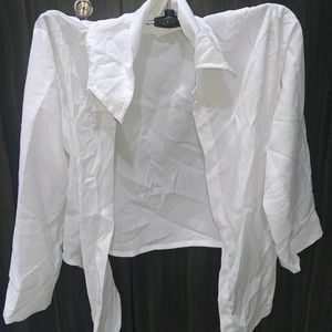 White Colour Cotton Node Shrug Jacket