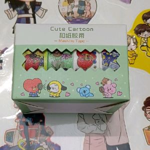 BT21 CUTE 4 WASHI TAPE (GREEN)💚