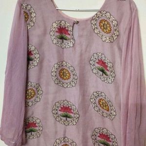 Floral Chiffon Sleeves Kurta