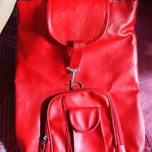 100%pure Vegan Leather Stylish Red Color Backpack