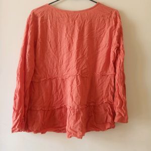 Coral Flared Sleeves Top