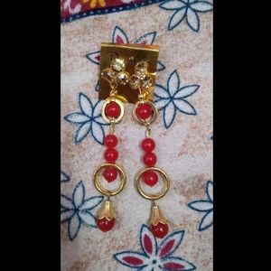 Red Traditional Earings For Women