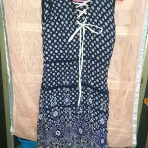 Navy Blue Chiffon Kurti