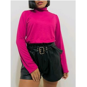 Pink Turtle Neck Full Sleeves Top