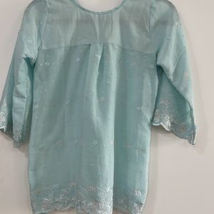 Sky Blue Chikan Top