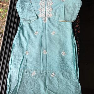 Blue cotton silk kurta