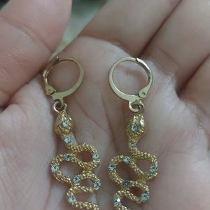 Snazzy Embellished Gold Snake Earrings