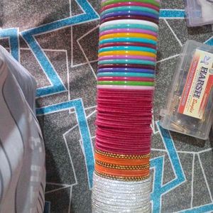 83 Pieces Multi Color Single Used Bangles