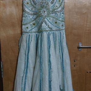 Net Frock With Blue Color Cut Design