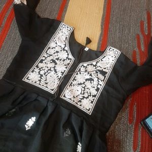 Black Chikankari Short Kurti