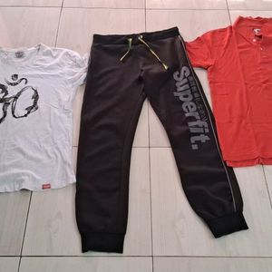 2 T Shirts With 1 Jogging Pant For Men