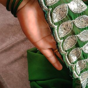 Georgett Saree With Silver Border