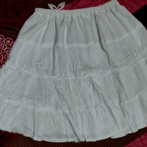White Mini Skirt (Right Above Knee)