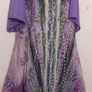 Dubai Party Wear Purple Beautiful Gown With Shines