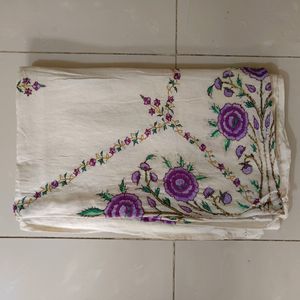 Unused Cotton Double Bedsheet With Embroidery