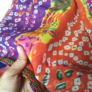 Unused Multi Colour Bandhni Saree