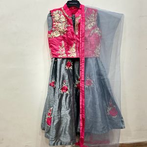 Lehenga In Grey, pink