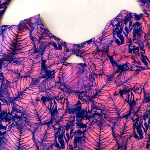 Pink Leaf Print Top