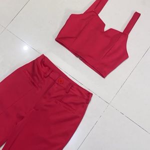 Two Piece Set: Aesthetics Pink Top With Trouser!!!