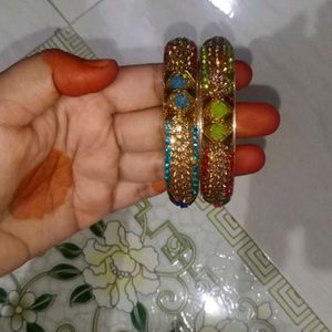 New Bridal Bangles With Pair Of Stone Bangle